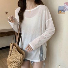 Nayana 라운드 여자 시스루 티셔츠 외출 봄 긴팔 가을 여름