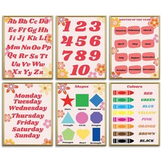 교육용 유치원 학습 포스터 유아 교실 놀이방 벽 아트 장식용 알파벳 ABC 유치원용 숫자 세기 차트 유아용 포스터 1-3세 홈스쿨 용품(레드 교육용), 교육용 유치원 학습 포스터, 유아 교실 놀이방 벽 아트
