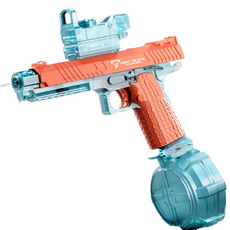 電動水槍 連發水槍 二合一手拉 自動吸水 兒童高壓可充電 大容量 玩具水槍 換彈式電池, 【七彩燈光款】2011-馬卡龍, 1個