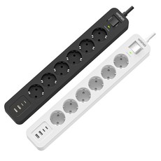 ORDFLES USB 멀티탭 2A+2C PD20W 고용량 과부하차단 6구, 6구 화이트, 1개, 2m