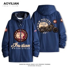 인디언 모터사이클 오토바이 방풍 루즈핏 자켓 바람막이 바이크 빅사이즈 항공점퍼 방한, I. 175 없음, G. 네이비 7