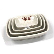 멜라민 동백 깊은사각찬기 정갈한찬 사각볼 꽃무늬식기, 본상품