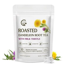 Unsmoked Yerba Mate 티백 엽록소 항산화 물질 및 비타민이 풍부한 천연 유기농 예르바 매트 티백 30개, 구운 민들레 뿌리 & 밀크 씨슬 티
