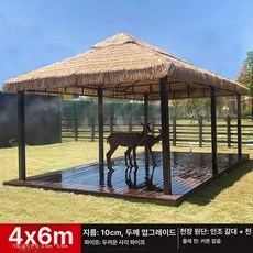 디얼픽 아고라파고라 조립식 바베큐장 정자 야외 옥상, 4x6m 천막 벽포 없음 기둥 10cm
