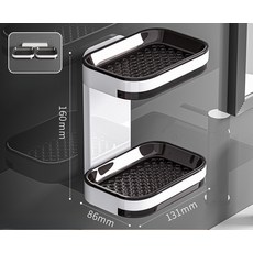 gouwa-72 벽걸이형 욕실 무타공 이중 비누 배수함 가정용 욕실, 반투명 차콜