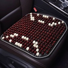차량용 구슬방석 여름 카시트 나무구슬 통풍 운전석 구슬 지압, 1개, E. 루이 패션 레드 스퀘어 매트 균열이 많은 유칼립투