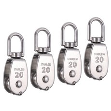 로카리스 4팩 M20 싱글 풀리 블록 및 더블 304 스테인리스 스틸 와이어 로프 팅 회전 고리, 2 Pack Single &