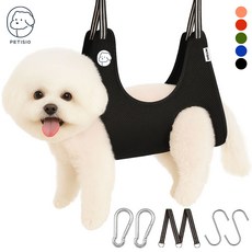 쁘띠시오 강아지미용거치대 고양이 애견 강아지 미용 발톱 발톱깎이 해먹 테이블 거치대 의자, 4. 블랙, 1개, XS