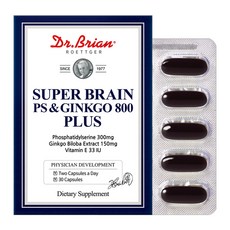 타이거아울렛 미국 포스파티딜세린 PS & 징코 30캡슐 은행잎추출물 뇌건강 기억력 두뇌 포스타티딜세린 포스타디딜세린 포스타딜세린 포스파티딜, 30정, 1개