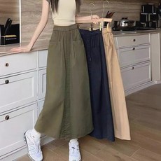 여성 롱스커트 하이웨스트 허리밴딩 여름 치마 데일리