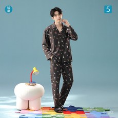 【抗菌新疆棉】男士長袖睡衣套裝 純棉卡通萌趣家居服 秋季新款