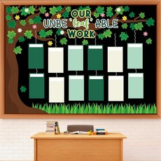 학생 작업 디스플레이 게시판 여름 나무 장식 눈에 띄지 않는 교실 벽 나뭇잎 종이 컷아웃 교사 동기 부여 학교 용품, Spring Tree