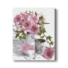 MANTO 台灣製造 DIY數字油畫 日本花海歐洲風景 初學者專用 可超取, 紅粉青蛾, 1套