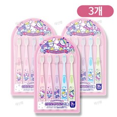 산리오 캐릭터즈 칫솔 3세이상 미세모 듀퐁모 어린이칫솔, 혼합, 3개, 5개입