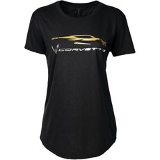 C8 코르벳 여성용 레이싱 제스처 티셔츠 검정 중간