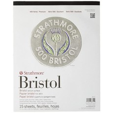 Strathmore (580-62 500 시리즈 브리스톨 2겹 밸럼 표면 27.9 x 35.6cm(11 14인치) 화이트 15장, 벨럼, 2겹