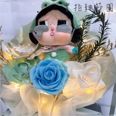 CRYING AGAIN 哭娃 永生花束 附燈飾 附贈紙袋 附提袋 附盒子, 1個, CRYING AGAIN 哭蛙哭蛙小花束