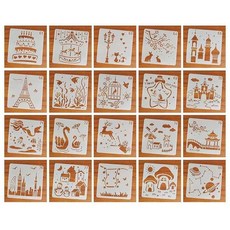 페인팅 색칠공부 명화 따라그리기 템플릿 스텐실 물감, 1개, 61-80 (13/13cm)