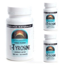 SOURCE NATURALS 左旋酪氨酸錠 500mg, 50顆, 3個