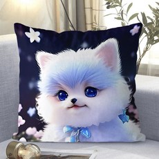 애니 캐릭터 소파쿠션 양면 소파 쿠션 솜 포함 세탁가능 고탄력 애니팬 필수 캐릭터 침실 거실 사무실 겸용 애니팬용 세탁가능 고탄력 트렌디한 스타일 안락감, 귀여운 강아지-12, 45 x 45CM (솜포함 양면쿠션)