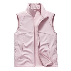 男女同款戶外運動休閒立領背心, 粉紅色, 1套