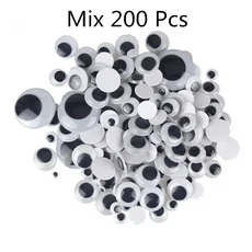 계란 장난감 인형 스크랩북용 DIY 액세서리 어린이 선물 스티커 자체 접착 혼합 Googly Eyes 6mm 200 개, 01 Mix 200