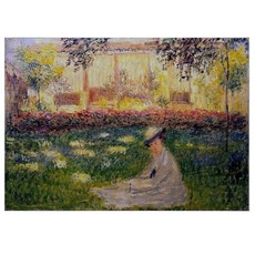 Monet Wall Art Collection 여자 Sitting in a Garden 1876 클로드 모네 캔버스 프린트 랩 갤러리 벽 아트 | 스트레치 및 액자 바로 걸 수, 기본 옵션