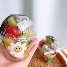 과일컵 과일도시락 컵과일 과일포장용기 샐러드 아이스 디저트컵 쿠키컵 투명 9온스 컵 10개, 9온스 컵(뚜껑 포함) 10개, 1개