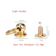 세트 합금 리벳 스크류 공예 지갑 가죽 아연 스터드 10 크로스 바디 체인, Light, 1개