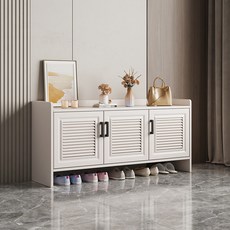 塑鋼鋁合金戶外鞋櫃：防水防曬、多層儲物、客製化, 白色三門140*36*55【環保無味】,整裝