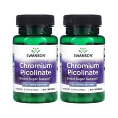 스완슨 크롬 크로뮴 피콜리네이트 60캡슐 2개 피콜린산 Chromium, 60베지캡슐 2개묶음, 60정