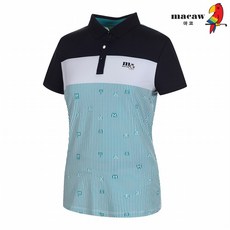 마코 (여성)컬러블록배색카라반팔티셔츠_MKW2TS65