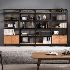 北歐實木鐵藝收納展示置物架子工業風簡約多層創意辦公室休閒書架 Y7NE&--&