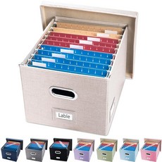 프랜덤 파일 정리함 뚜껑이 있는 접이식 장식용 린넨 보관 1개 세트(17x14x11 2인치), Light Grey, (1 pa ) without s