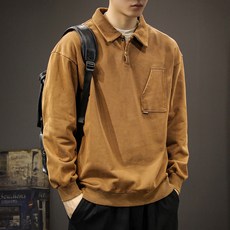 POLO領衛衣 男生長袖 美式復古寬鬆上衣 休閒百搭翻領 長袖