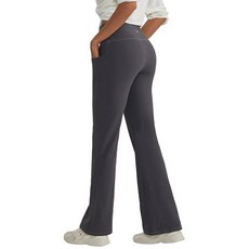 ALONG FIT 주머니가 있는 플레어 레깅스 부츠컷 요가 팬츠 여성용 하이 웨이스트 플레어 팬츠 운동 레깅스 요가 GMY 캐주얼 카프리 로얄블루 M, M, 새로운 길이-그레이