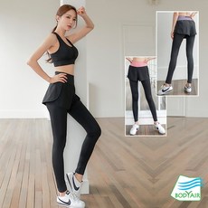 BODYAIR 假兩件包腹拉鍊腰九分褲(瑜珈.慢跑.透氣.舞蹈)