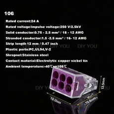 범용 컴팩트 와이어 커넥터 도체 터미널 블록 레버 포함 DIY YOU 102 100PC, 03 100PCS, 05 106