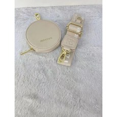 mizzue 小鳥品牌寬背帶 LOGO 印花 厚磅相機背帶HB008 圓餅錢包 (台灣現貨)韓版百搭, 1個, 米白(奶油白)色背帶+圓餅錢包(現貨)