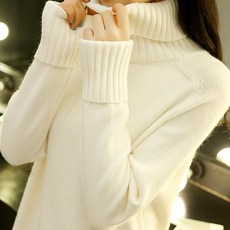 터틀넥 화이트 스웨터 여성용 바닥 셔츠 2022 년 새로운 가을과 겨울 폭발 여성 두꺼운 느슨한 내부 니트, 1개