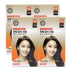 댕기머리 한방칼라크림 새치염색약 약국판매용 - 03176, 자연갈색(4호), 4개