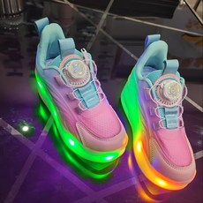 롤러 스케이트 신발 어린이 소년 깜박이는 빛 4 휠 Led 운동화 야외 캐주얼, 05 37, 03 LB-2988-Pink