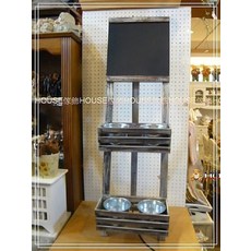 House傢飾 zakka鄉村刷舊風格木製黑板二層花架/花台/置物架