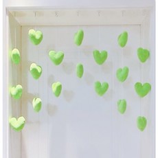 AMAZING 귀여운 하트 가람막 문발 현관 실커튼 문 인테리어 장식품, 그린