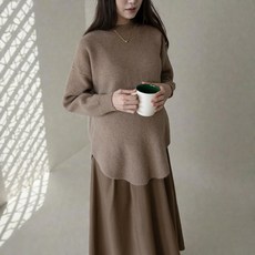 모멜트 임부복 체형커버 임산부 니트 투피스