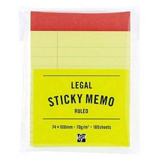 伊都雅 Time Value Legal 橫線便利貼 74 x 100mm, 1個, 100張, 黃色