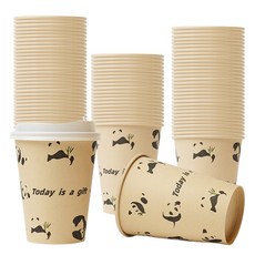 Easytime 종이컵 커피컵 팬더 패턴 (뚜껑 증정) 390ml, 1세트, 25개
