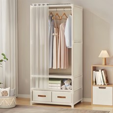 몬테리아 비키니옷장 조립식 커튼 스텐드 행거 무볼트 가벼운 수납 옷장 G518-072, 흰색