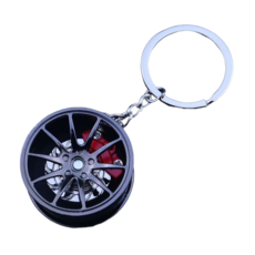 종민몰 자동차 휠 키링 스마트키 자동차 용품 키홀더, BLACK 휠 RED, 1개