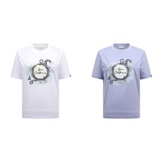 링스 골프 여성 프린트 라운드 반소매 티셔츠 L21E2TR153